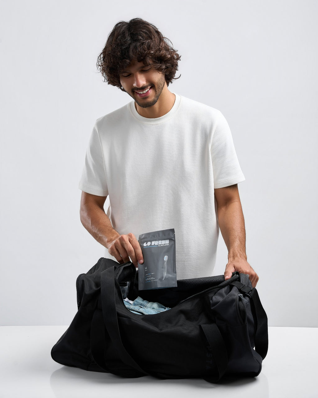 Go Fresh Minis 12-pack packed in a gym bag