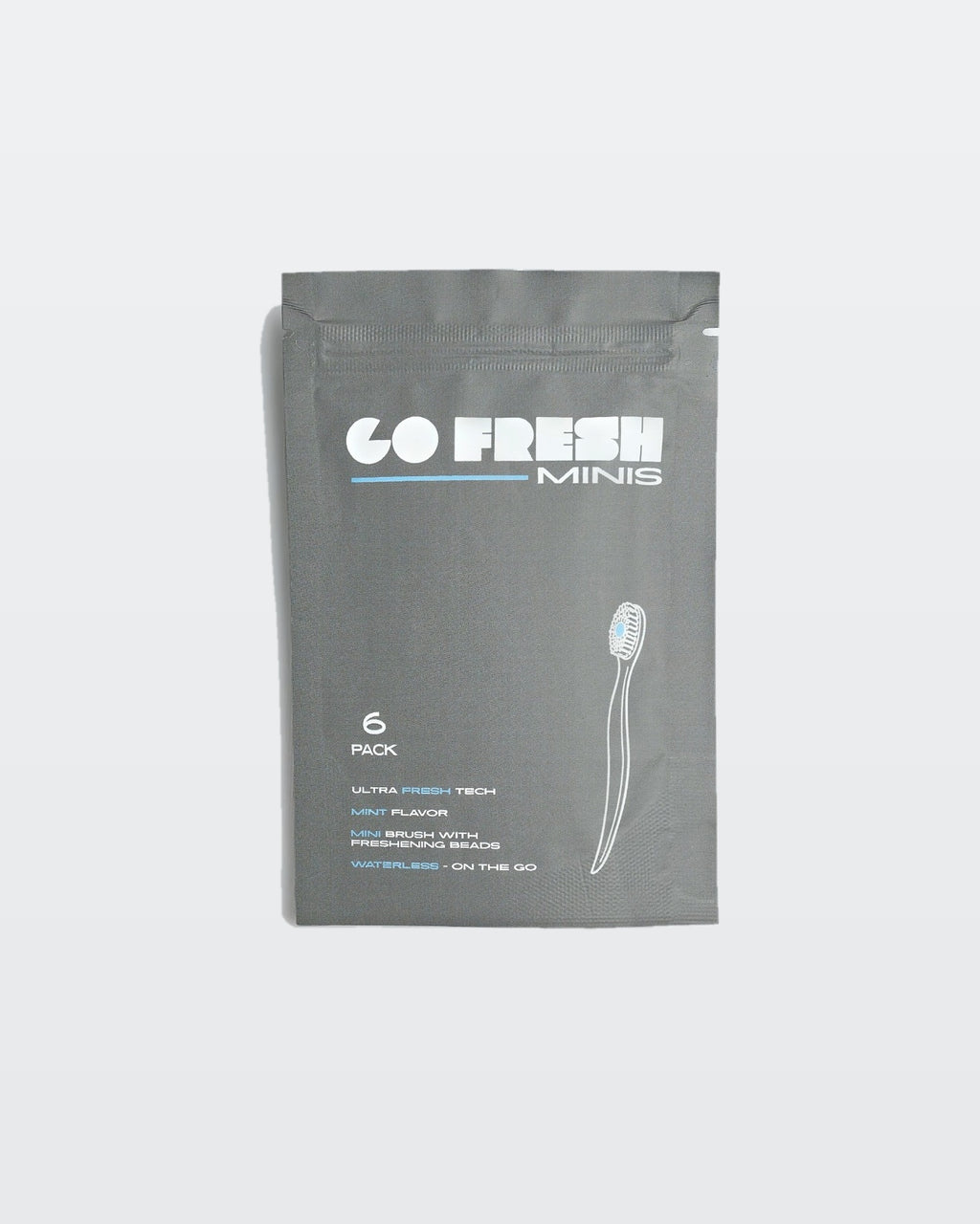 Go Fresh Minis 6-pack disposable toothbrushes, front of box