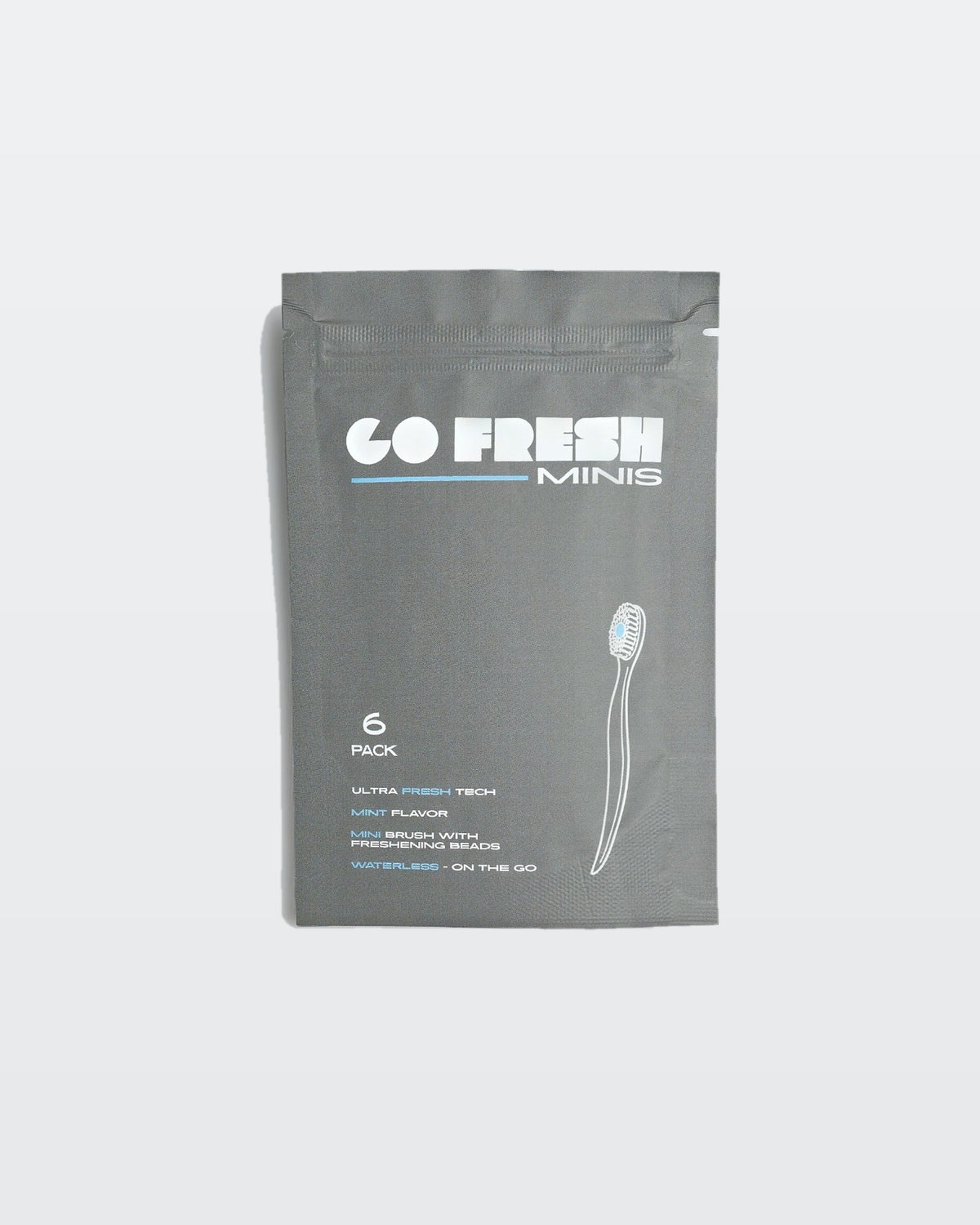 Go Fresh Minis 6-pack disposable toothbrushes, front of box